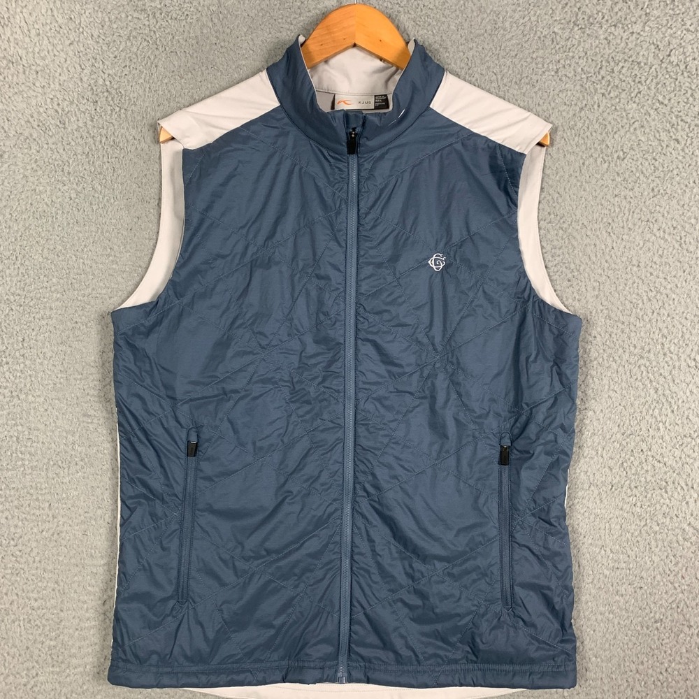 KJUS Retention Vest Mens 52/L Steel Blue Full Zip Lightweight Hybrid Gilet Golf